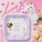 アフリカ系アメリカ人パープルダマスク ペーパープレート (パーティー)