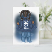 アフリカ系アメリカ人ピセス〔占星術の〕十二宮図サイン誕生日パーティー 招待状 (スタンド正面)