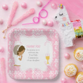 アフリカ系アメリカ人ピンクダマスク初の聖餐会 ペーパープレート (パーティー)