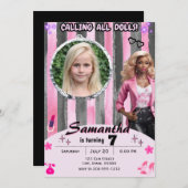 アフリカ系アメリカ人ファッション人形誕生日 招待状 (正面/裏面)