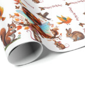 アフリカ系アメリカ人ファンタジー森林動物誕生日 ラッピングペーパー (ロールコーナー)