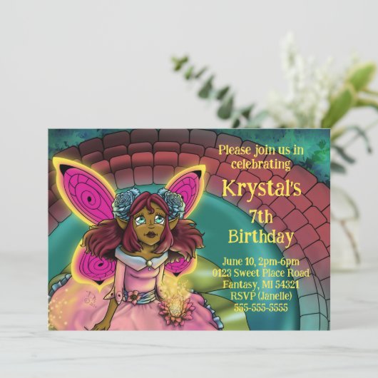 アフリカ系アメリカ人フェアリーとライパドの誕生日パーティー 招待状 (スタンド正面)