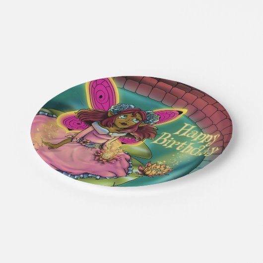 アフリカ系アメリカ人フェアリー&スイリー誕生日 ペーパープレート (アングル)