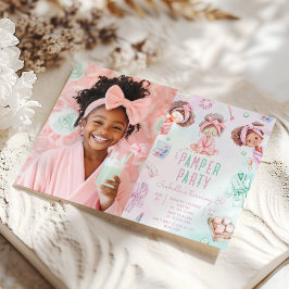 アフリカ系アメリカ人フォトパンパーパーティー誕生日 招待状