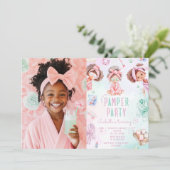 アフリカ系アメリカ人フォトパンパーパーティー誕生日 招待状 (スタンド正面)