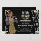 アフリカ系アメリカ人フラッパーのブライダルシャワーへの招待 招待状 (正面/裏面)