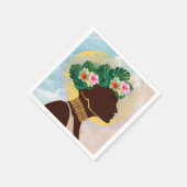 アフリカ系アメリカ人フローラ冠 スタンダードカクテルナプキン (角)
