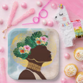 アフリカ系アメリカ人フローラ冠 ペーパープレート (パーティー)