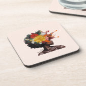 アフリカ系アメリカ人フローラ・アフロヘア(2) コースター (左側)