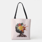 アフリカ系アメリカ人フローラ・アフロヘア(2) トートバッグ (裏面)