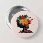 アフリカ系アメリカ人フローラ・アフロヘア(2) 缶バッジ (正面&裏面)