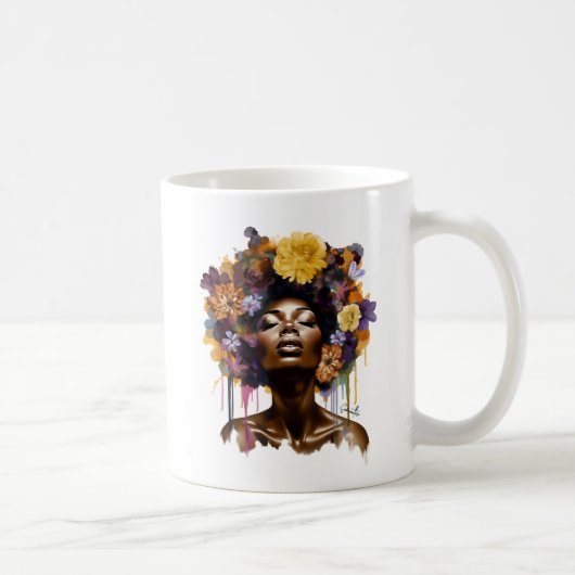アフリカ系アメリカ人フローラ・アフロヘア(3) コーヒーマグカップ (右)