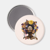 アフリカ系アメリカ人フローラ・アフロヘア(3) マグネット (正面/裏面)