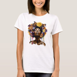 アフリカ系アメリカ人フローラ・アフロヘア(3) Tシャツ