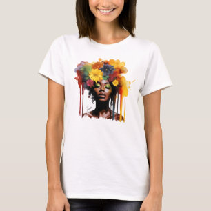 アフリカ系アメリカ人フローラ・アフロヘア Tシャツ