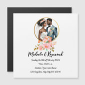 アフリカ系アメリカ人ブライダルカップル磁気カード (正面/裏面)