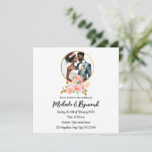 アフリカ系アメリカ人ブライダルカップル結婚式招待状 招待状 (スタンド正面)