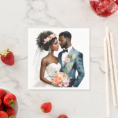 アフリカ系アメリカ人ブライダルカップル スタンダードカクテルナプキン (インサイチュ)