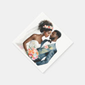 アフリカ系アメリカ人ブライダルカップル スタンダードカクテルナプキン (角)