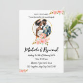 アフリカ系アメリカ人ブライダルカップル セーブザデート (スタンド正面)