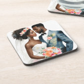 アフリカ系アメリカ人ブライダル結婚カップル コースター (左側)