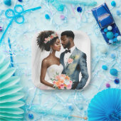 アフリカ系アメリカ人ブライダル結婚カップル ペーパープレート (パーティー)