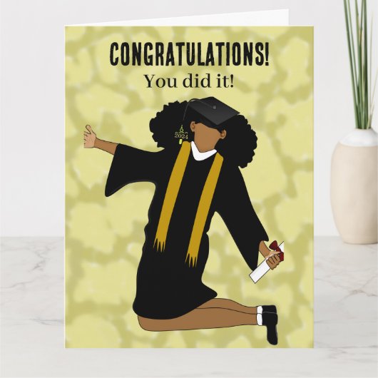 アフリカ系アメリカ人ブラックガールグラード2024卒業 カード (正面)