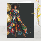 アフリカ系アメリカ人ブラッククイーンメラニンシスタショップ カード (黄色い花)