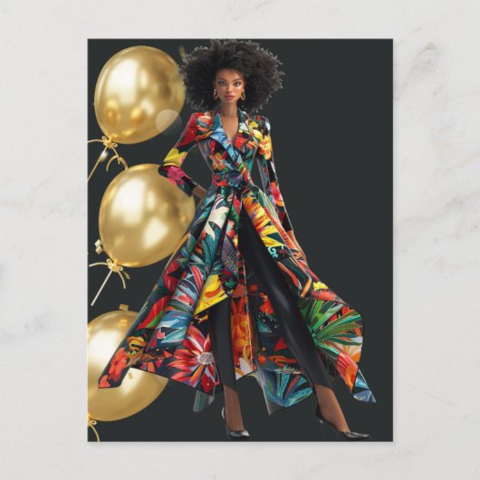 アフリカ系アメリカ人ブラッククイーンメラニンシスタショップ シーズンポストカード (正面)