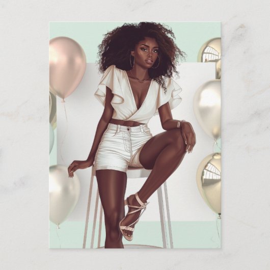 アフリカ系アメリカ人ブラッククイーンメラニンシスタショップ シーズンポストカード (正面)