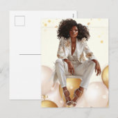 アフリカ系アメリカ人ブラッククイーンメラニンシスタショップ シーズンポストカード (正面/裏面)