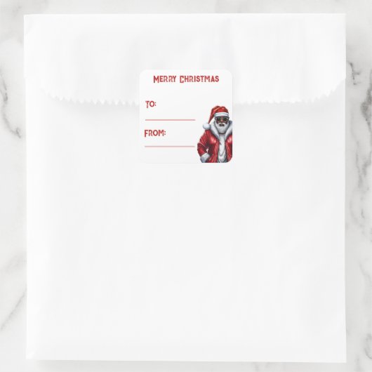 アフリカ系アメリカ人ブラックサンタクリスマスプレゼント スクエアシール (バッグ)