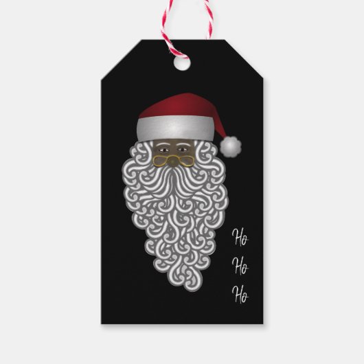 アフリカ系アメリカ人ブラックサンタクロースのクリスマス ギフトタグ (正面)