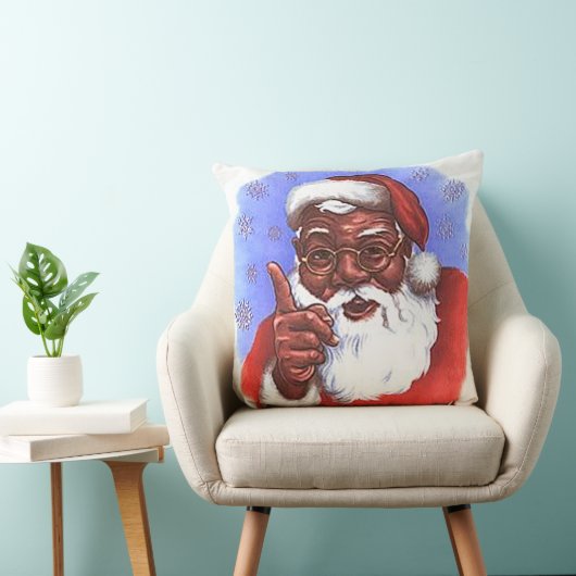 アフリカ系アメリカ人ブラックサンタクロースのクリスマス クッション (椅子)