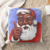 アフリカ系アメリカ人ブラックサンタクロースのクリスマス クッション (ブランケット)