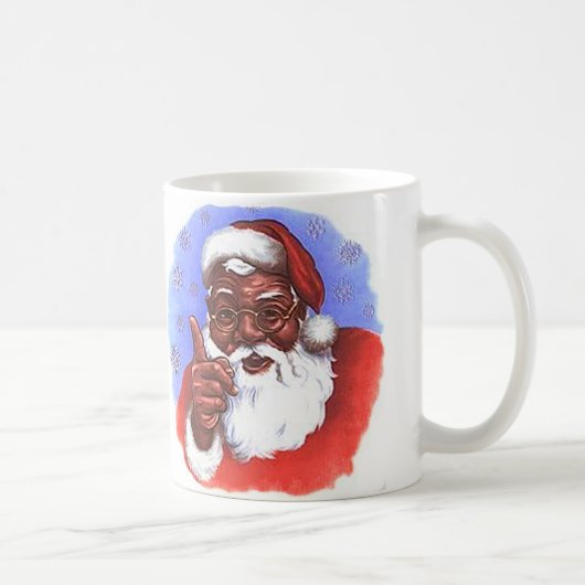 アフリカ系アメリカ人ブラックサンタクロースのクリスマス コーヒーマグカップ (右)