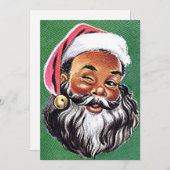 アフリカ系アメリカ人ブラックサンタクロースのクリスマス シーズンカード (正面/裏面)
