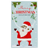 アフリカ系アメリカ人ブラックサンタクロースのクリスマス スモールペーパーバッグ (裏面)