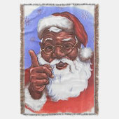 アフリカ系アメリカ人ブラックサンタクロースのクリスマス スローブランケット (正面縦)