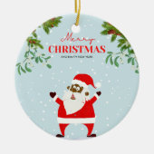 アフリカ系アメリカ人ブラックサンタクロースのクリスマス セラミックオーナメント (正面)