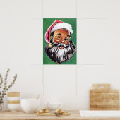 アフリカ系アメリカ人ブラックサンタクロースのクリスマス ポスター (キッチン)