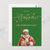 アフリカ系アメリカ人ブラックサンタクロースのクリスマス ポストカード (正面/裏面)
