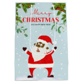 アフリカ系アメリカ人ブラックサンタクロースのクリスマス ミディアムペーパーバッグ (裏面)