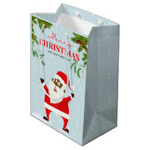 アフリカ系アメリカ人ブラックサンタクロースのクリスマス ミディアムペーパーバッグ (裏面アングル)