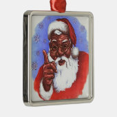 アフリカ系アメリカ人ブラックサンタクロースのクリスマス メタルオーナメント (右)