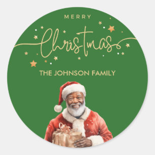 アフリカ系アメリカ人ブラックサンタクロースのクリスマス ラウンドシール