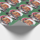 アフリカ系アメリカ人ブラックサンタクロースのクリスマス ラッピングペーパー (角)