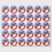 アフリカ系アメリカ人ブラックサンタクロースのクリスマス ラッピングペーパー (フラット)