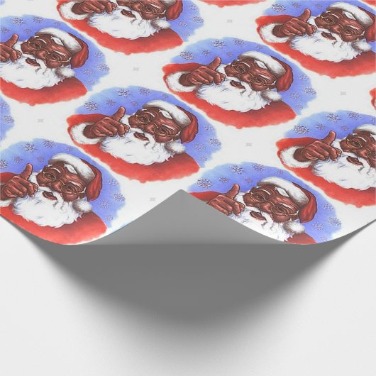 アフリカ系アメリカ人ブラックサンタクロースのクリスマス ラッピングペーパー (角)