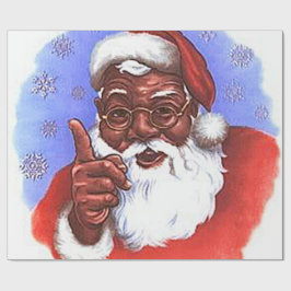 アフリカ系アメリカ人ブラックサンタクロースのクリスマス ラッピングペーパー